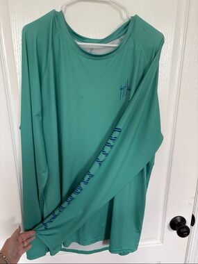 Guy Harvey Teal Performance Fishing Shirt with Navy Accents